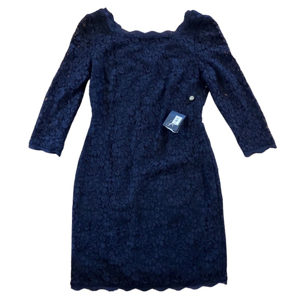 NWT Adrianna Papell Navy Lace Dress Size 6P